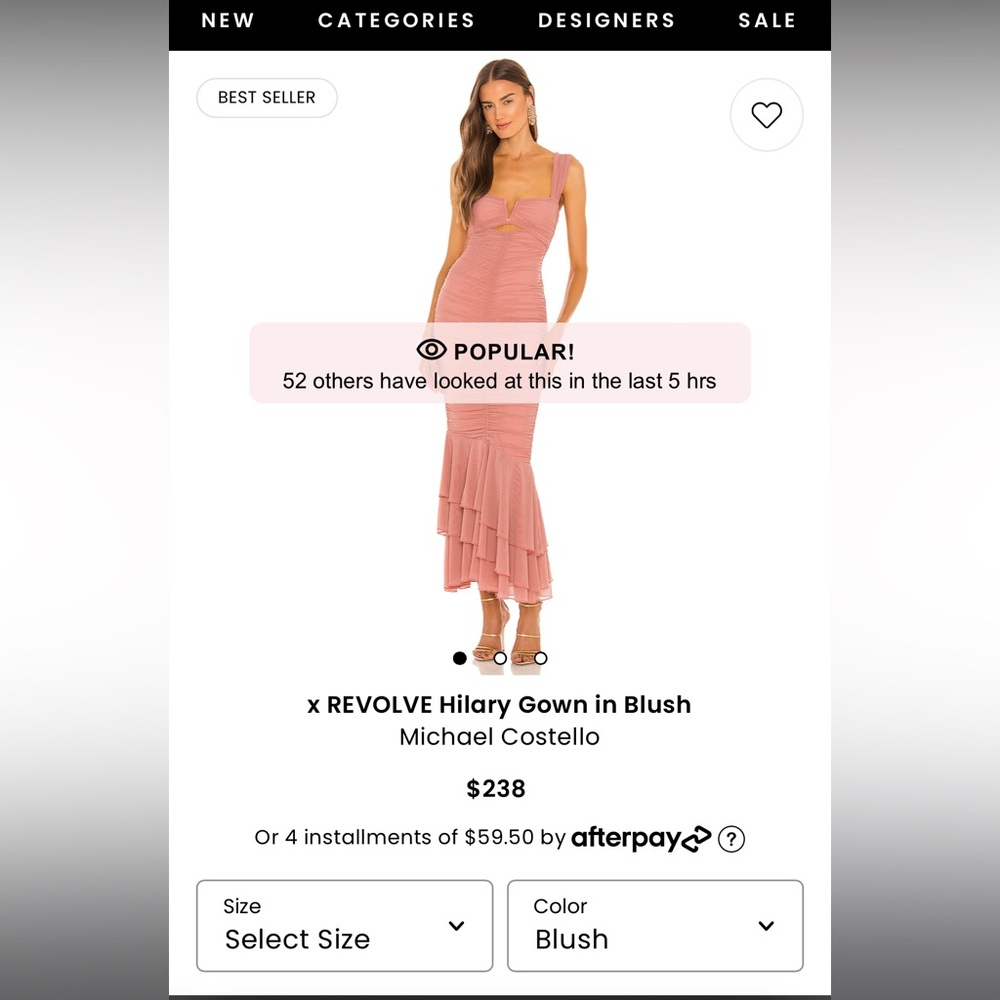 Michael Costello x Revolve Hilary Gown in Blush